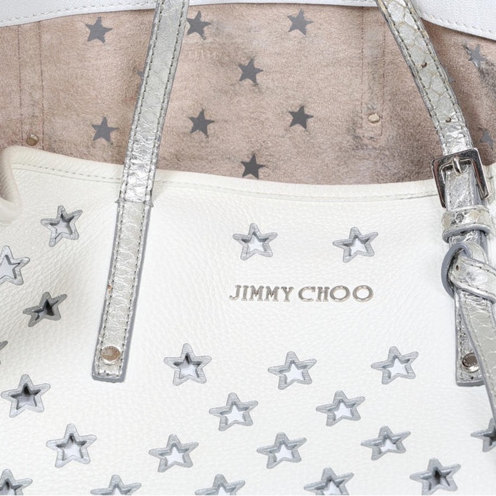 Jimmy Choo Sasha Tote Bag, Star Punching Python Leather, White - Picture 6 of 7